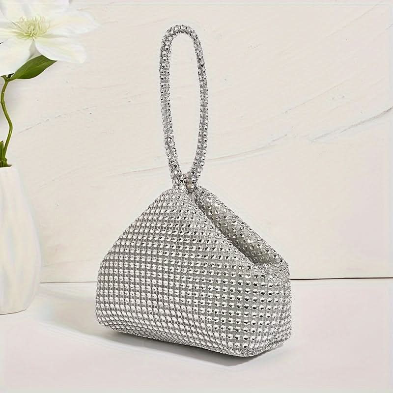 Mini Black Glitter Rhinestone Clutch Purse