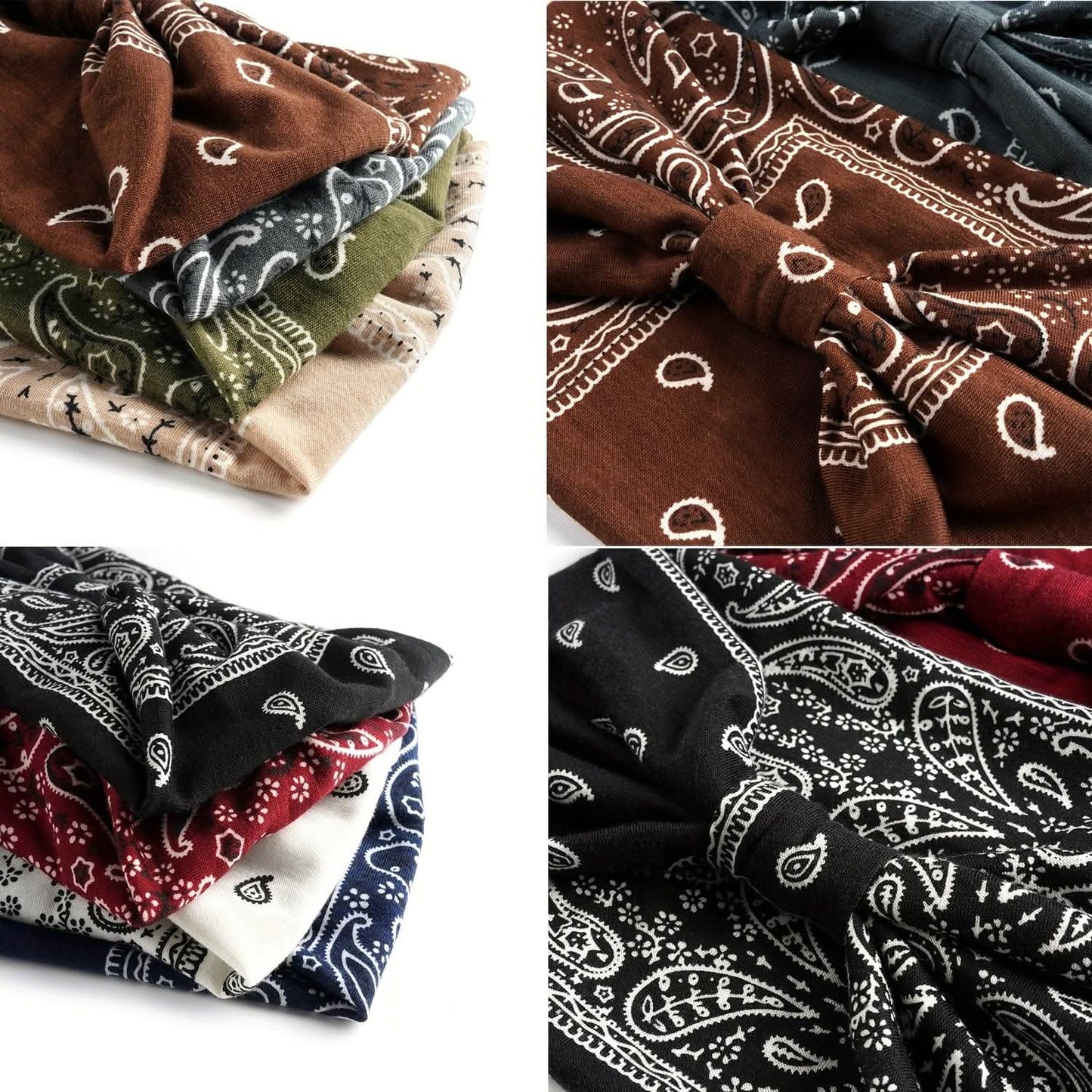 Stylish Boho Turban Headband – Soft Stretchy Paisley Pattern with Knotted Design