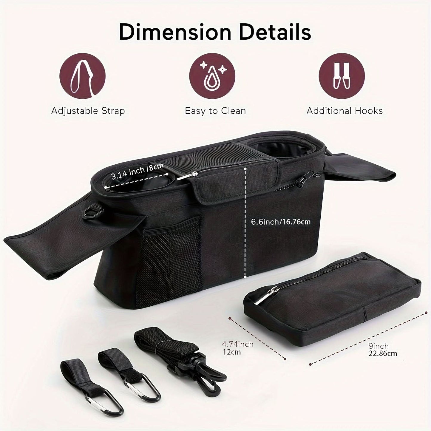 Large Capacity Durable Polyester Stroller Organizer Bag