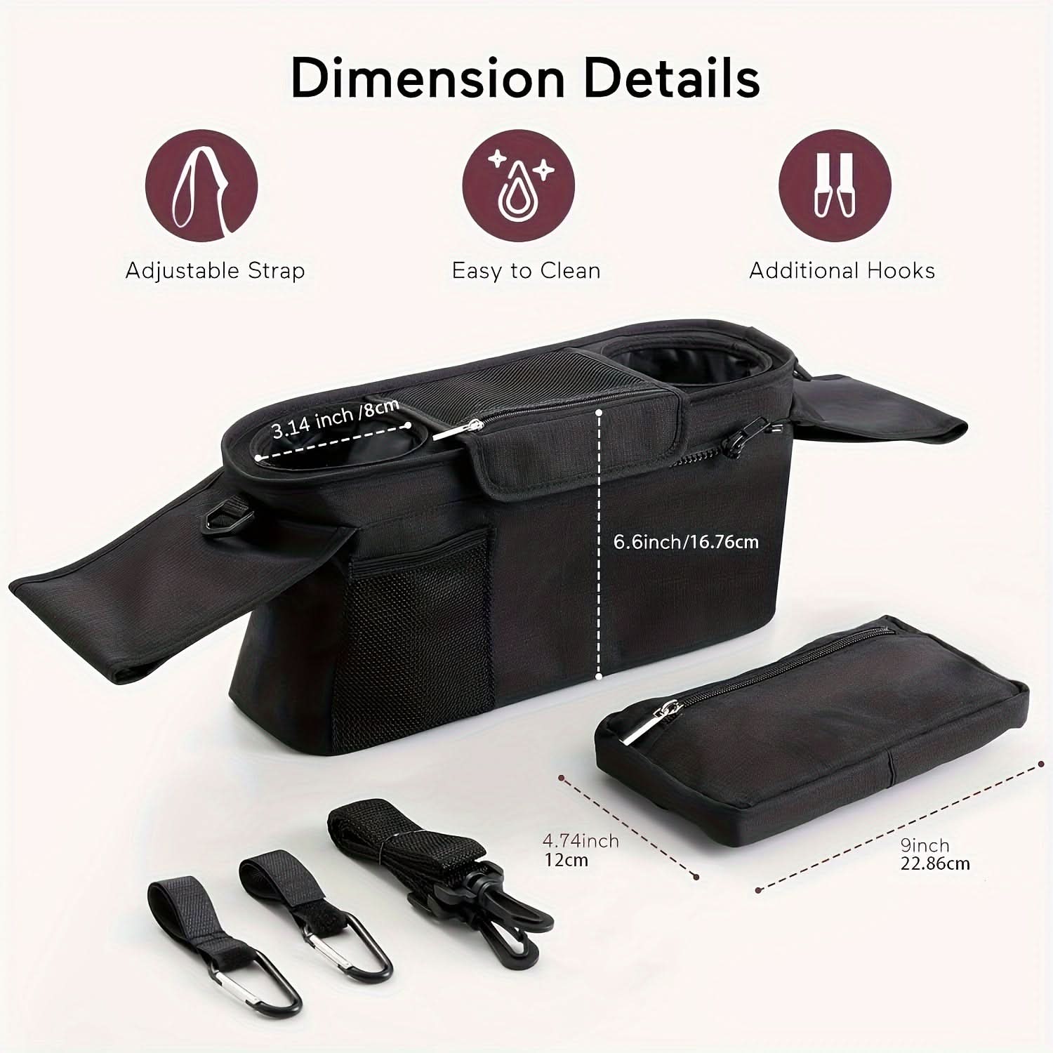 Large Capacity Durable Polyester Stroller Organizer Bag