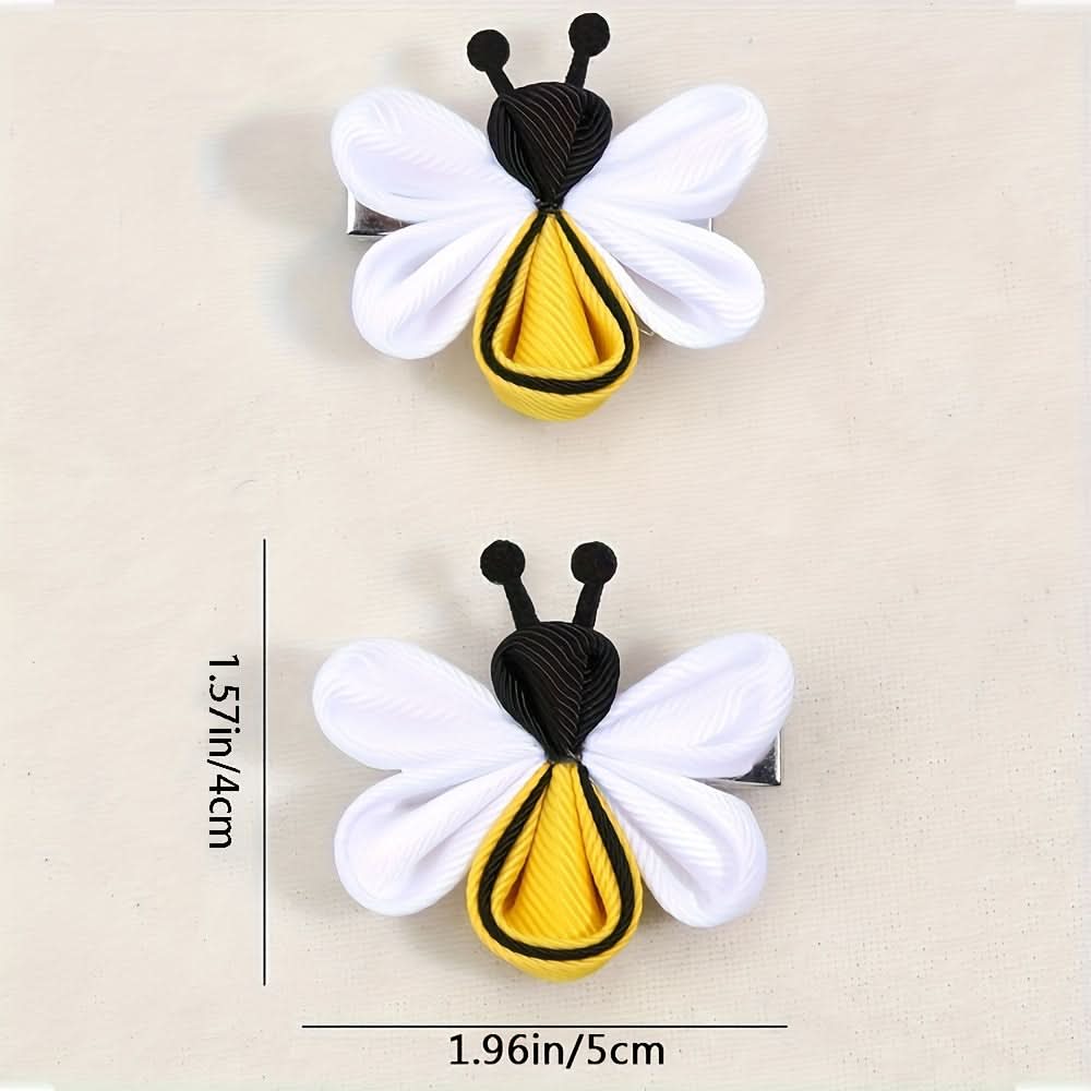 Bee-Themed Hair Clips for Girls – Cute Bows