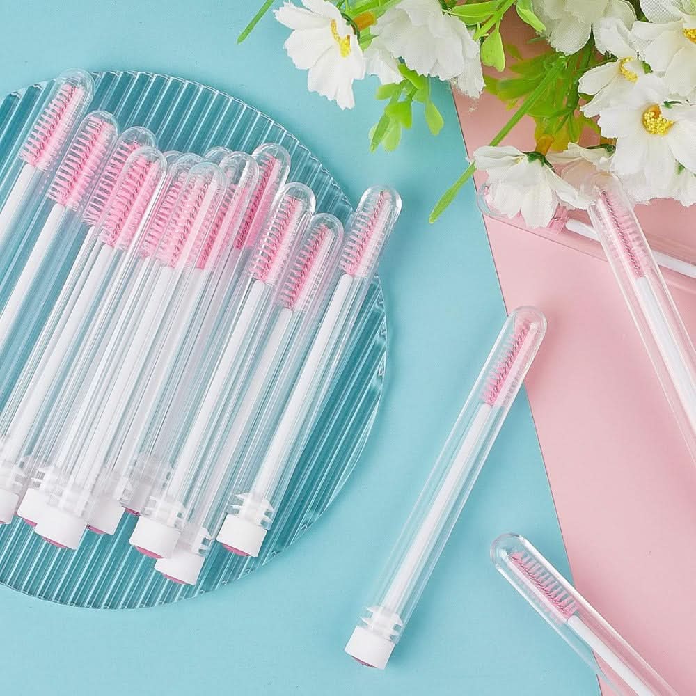 40pcs Disposable Mascara Brushes – Eyelash Brush Wand Spoolies with Tube