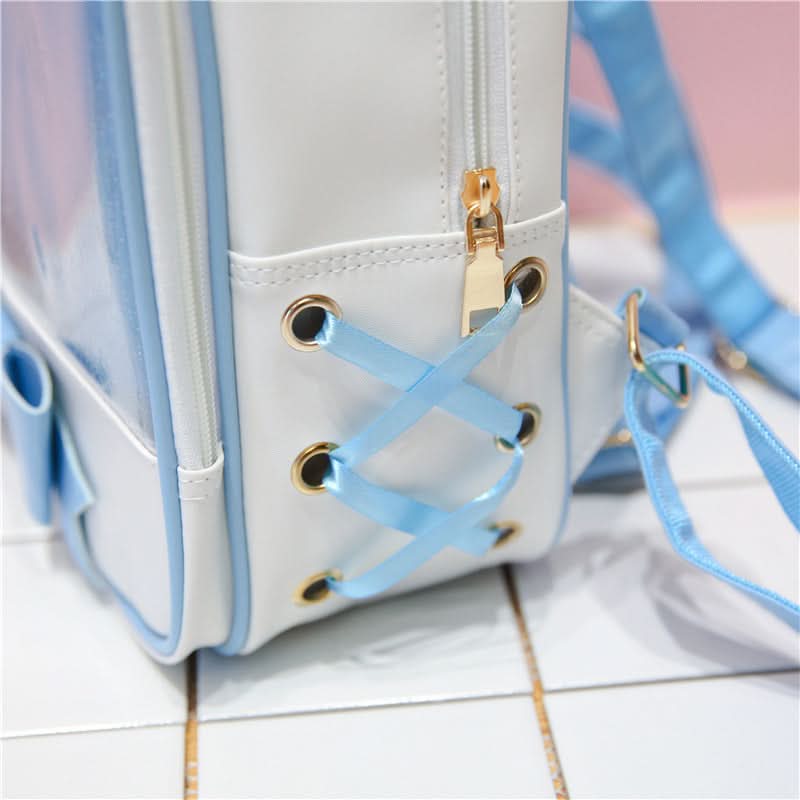 Korean Style Transparent Women's Backpack with Bow - Stylish School Bag