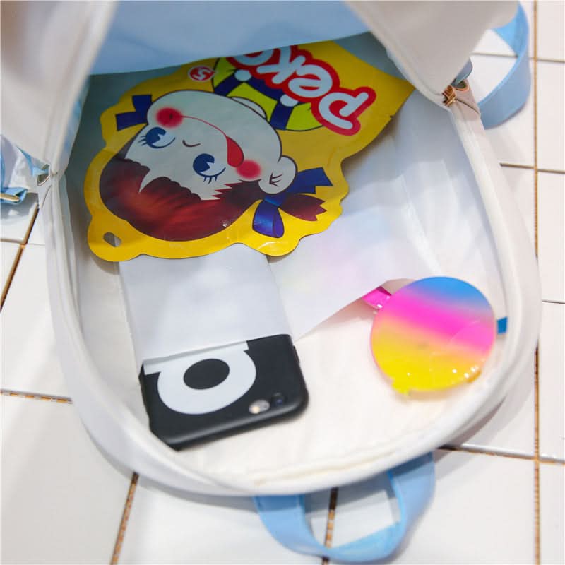 Korean Style Transparent Women's Backpack with Bow - Stylish School Bag