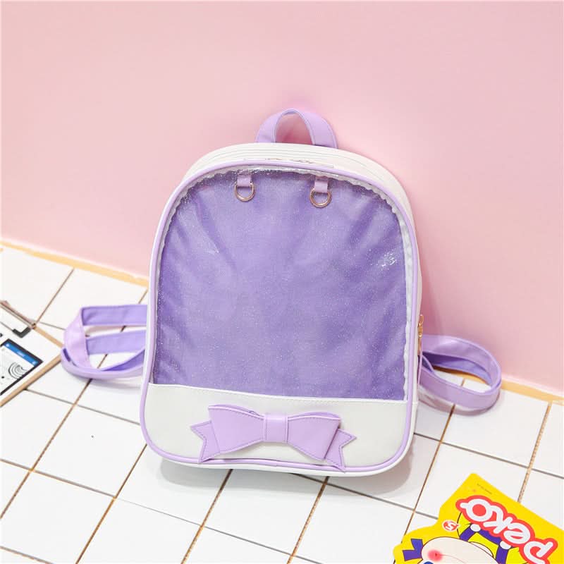 Korean Style Transparent Women's Backpack with Bow - Stylish School Bag