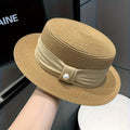 Women’s Straw Sun Hat – Flat Top UV Protection Hat