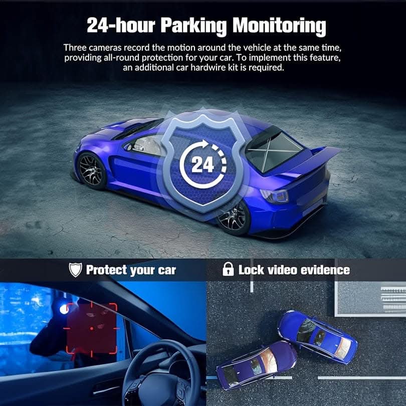 1080P  UHD Dash Cam with Front & Rear Coverage, Night Vision