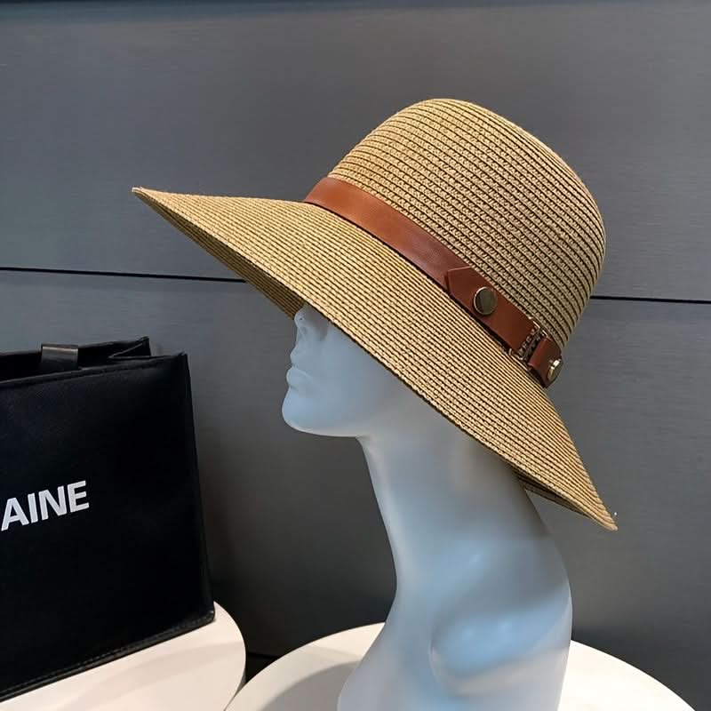 Women's Wide Brim Straw Sun Hat – Khaki Summer Beach Hat