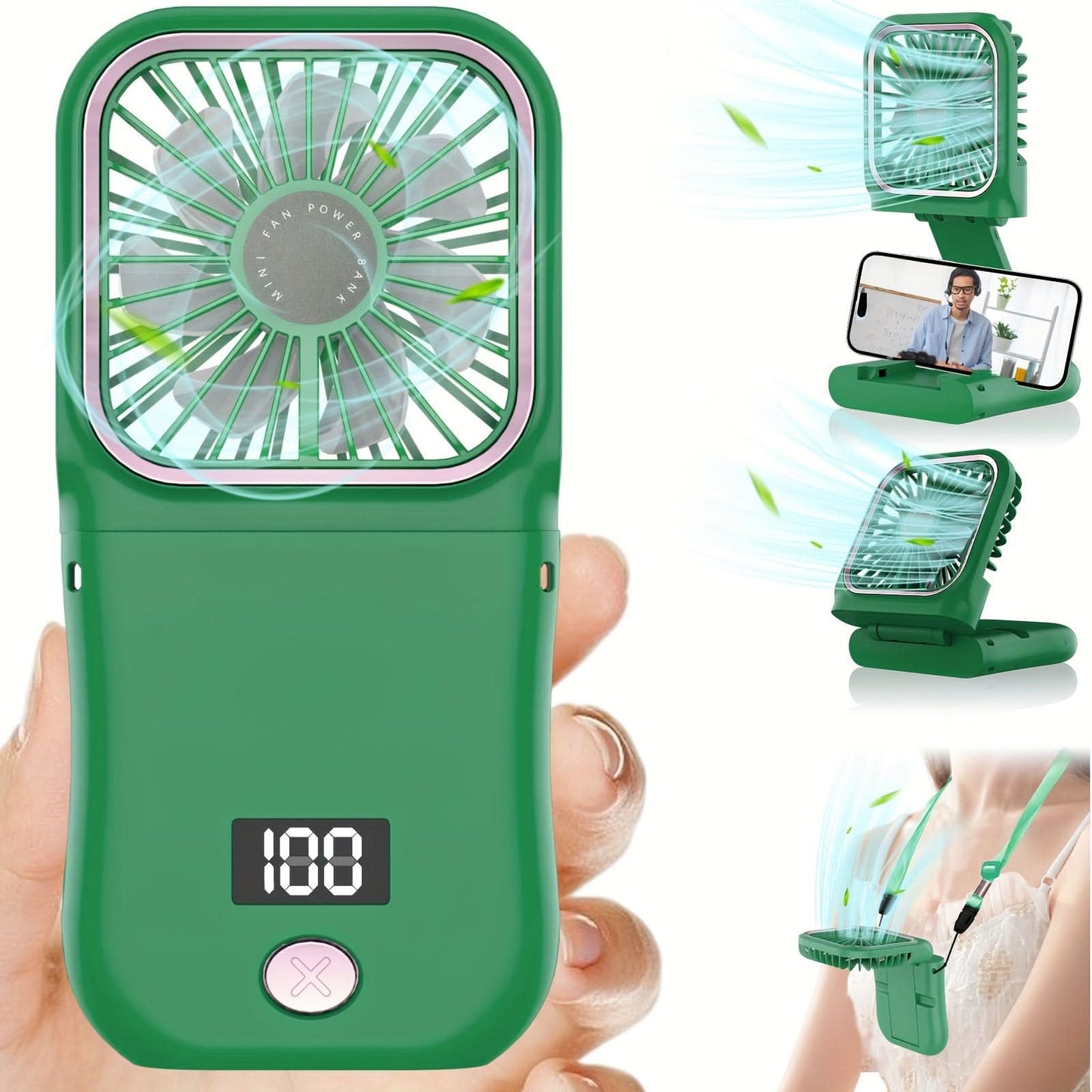 Portable Digital Display Neck Fan – Foldable with 3000mAh Battery