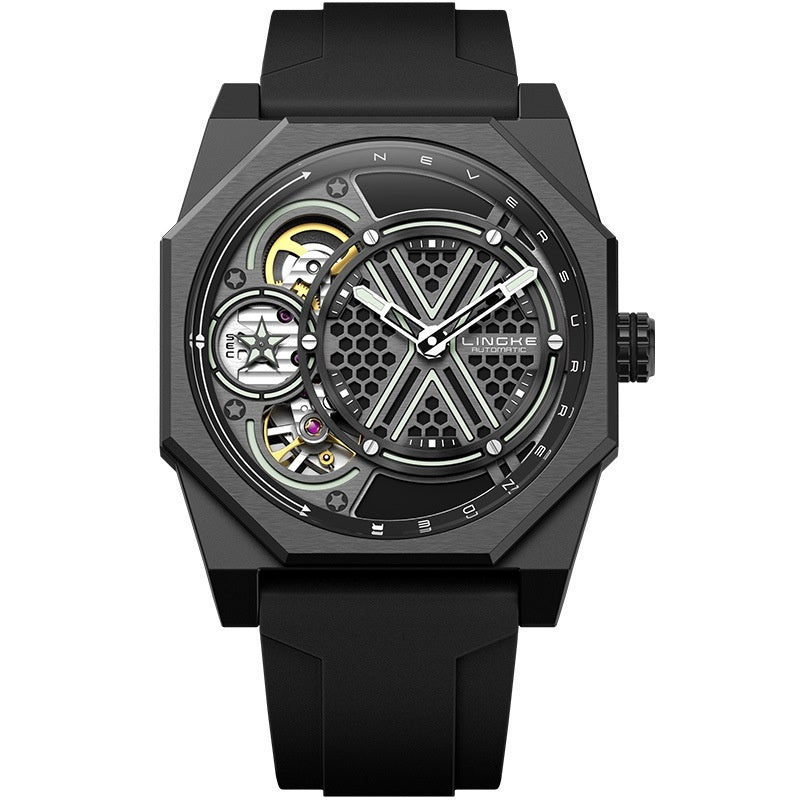 Linke LK9007 Tonneau-shaped Skeleton Automatic Watch For Men