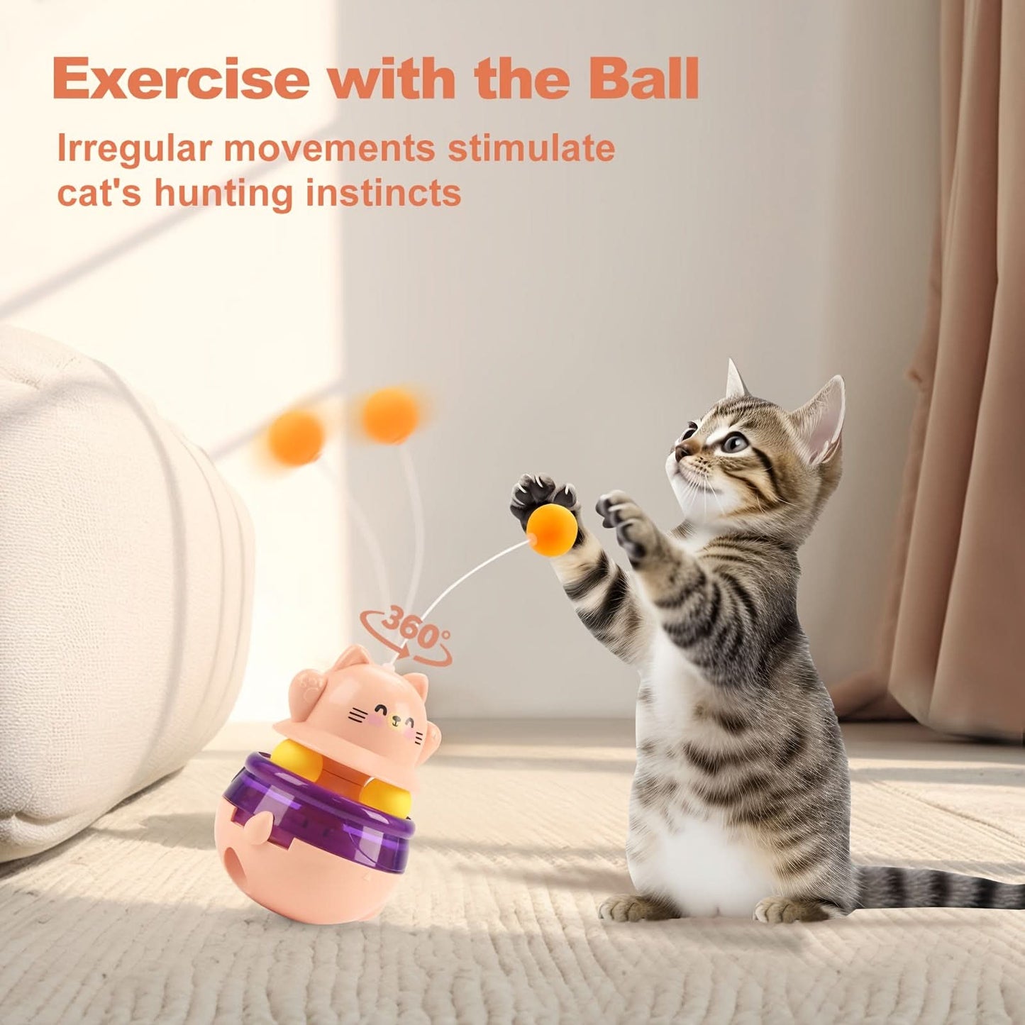 Tease Cat Stick Toy - Self-Stomping Slow Feeder
