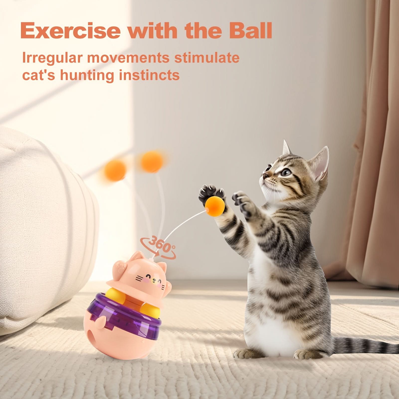 Tease Cat Stick Toy - Self-Stomping Slow Feeder