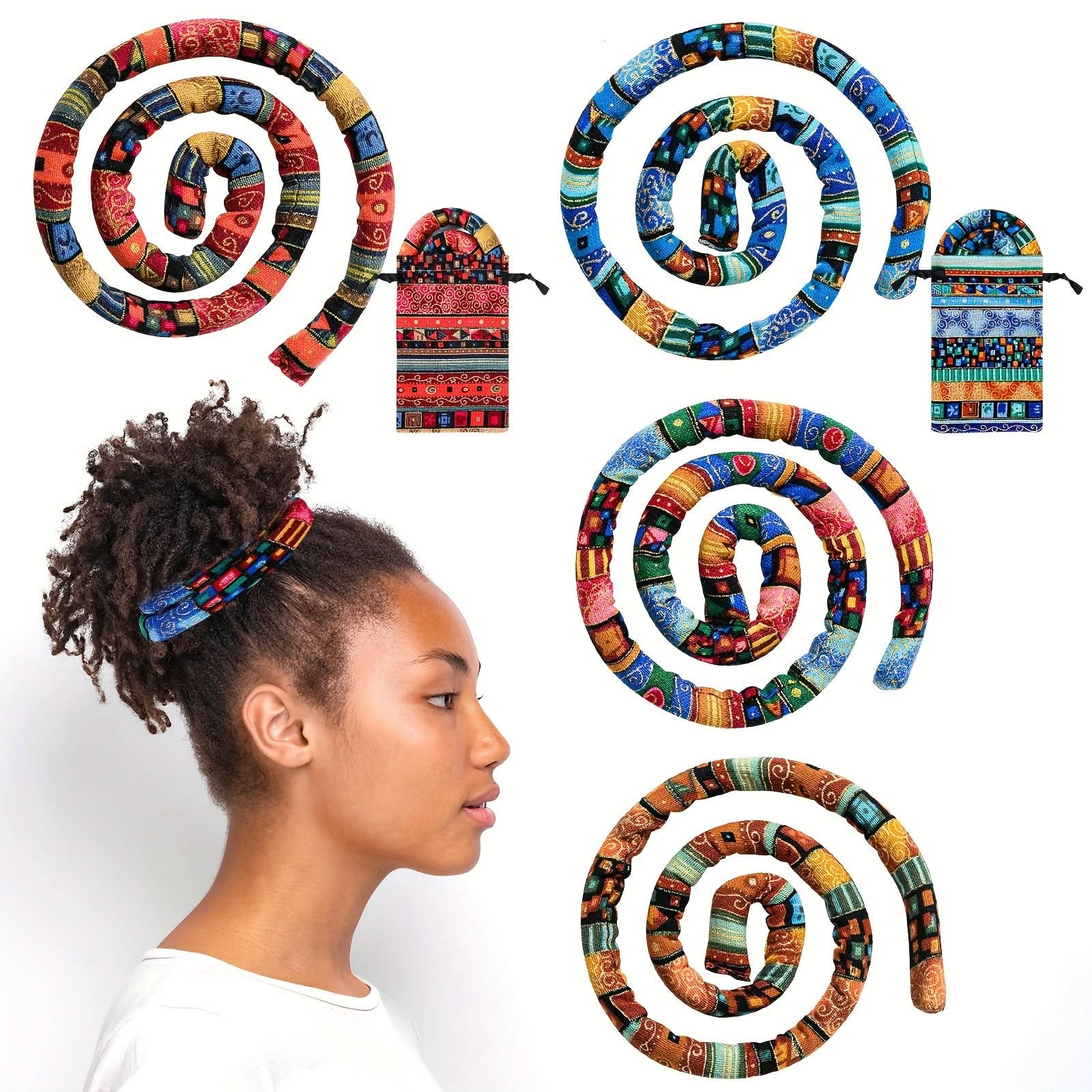 4PCS Boho Spiral Hair Ties for Curly Hair