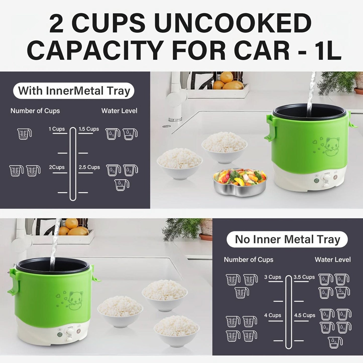 12V Portable Car Rice Cooker – Mini Travel Rice Cooker with Keep Warm Function