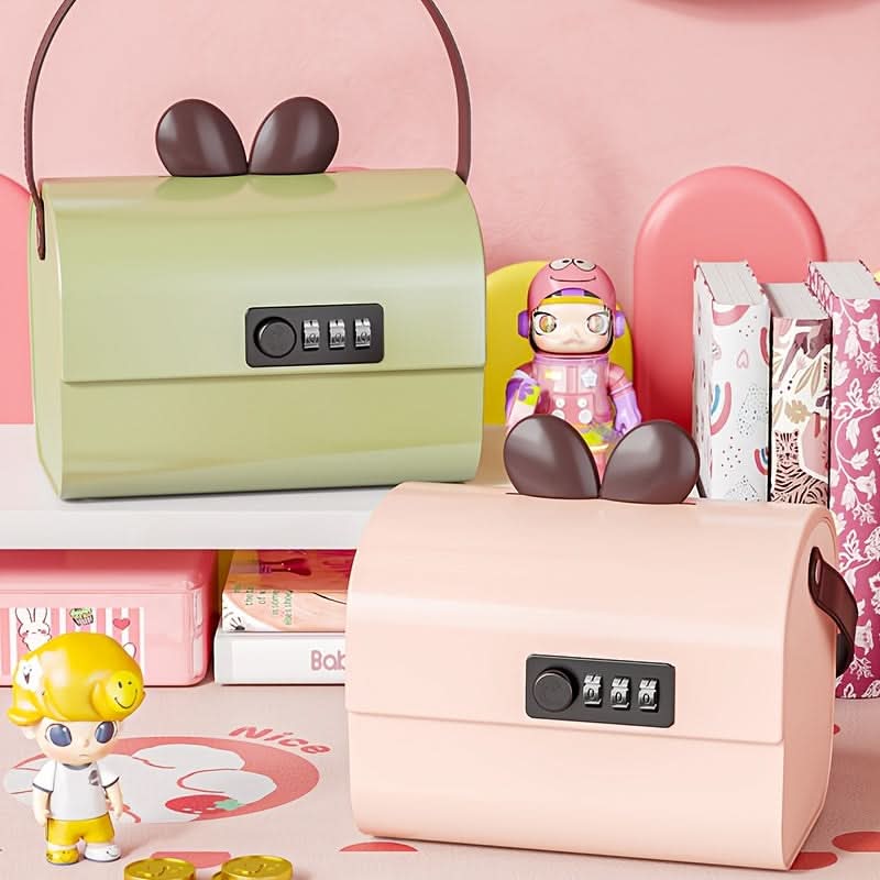1 pc Pink Piggy Bank with Handle & Combination Lock for Kids