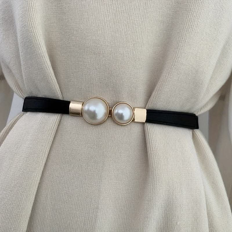 Adjustable Faux Pearl Elastic Waist Belt
