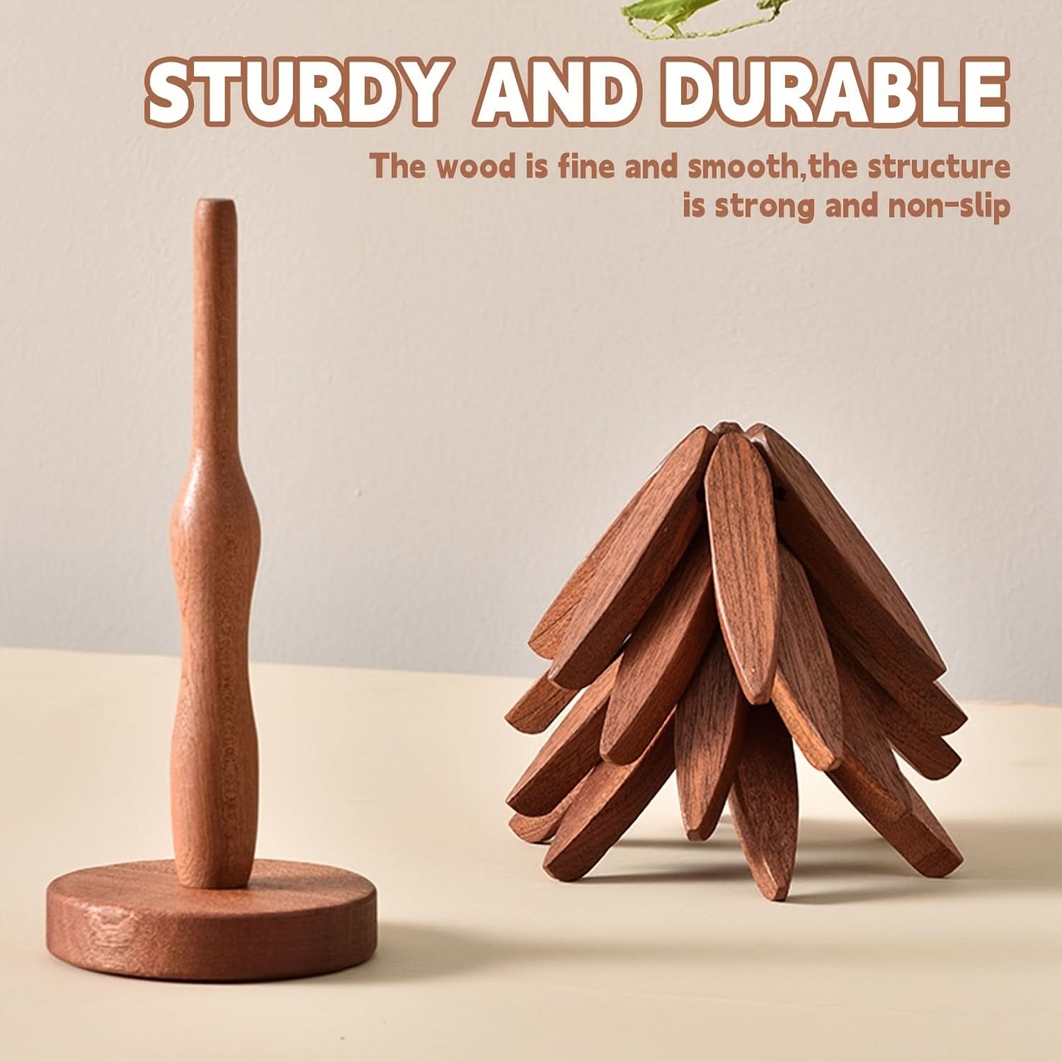 Wooden Tree-Shaped Tripod Coaster Set