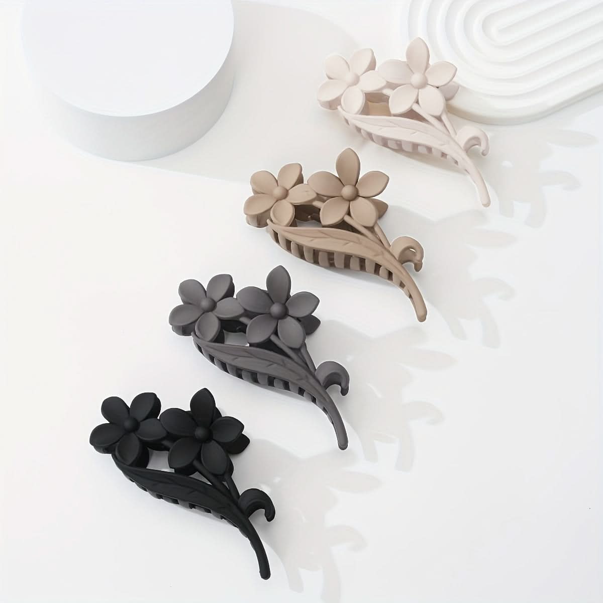 4-Piece Vintage Floral Hair Claw Clips – Non-Slip, Strong Grip for Thick Hair