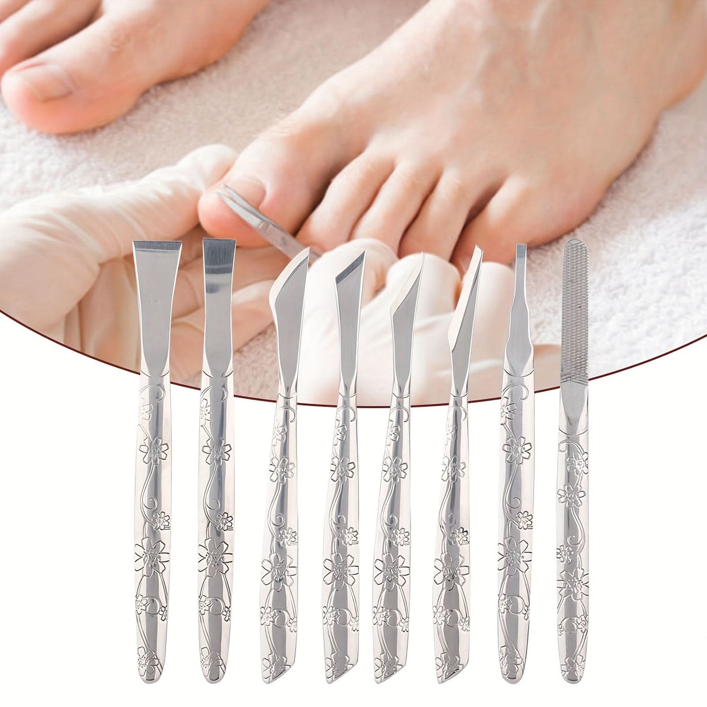 8-Piece Stainless Steel Foot Callus Remover Set