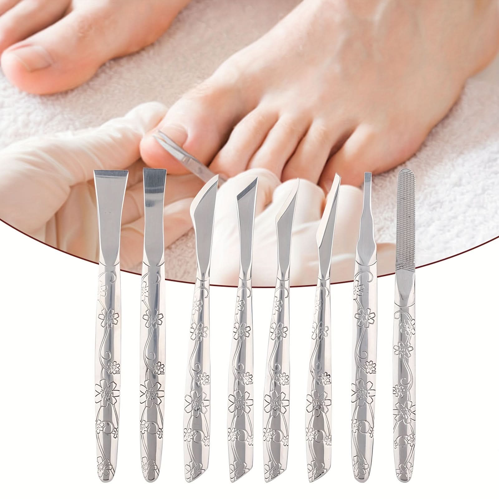 8-Piece Stainless Steel Foot Callus Remover Set