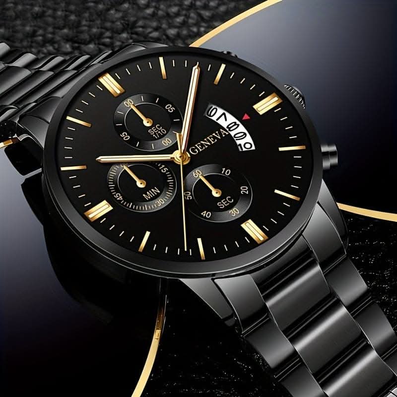 Fashion Men's Casual Quartz Watch – Calendar Feature, Stainless Steel