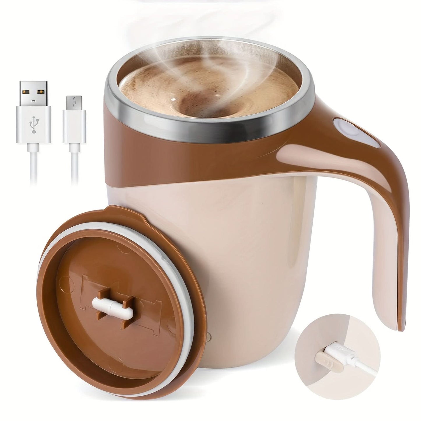 Rechargeable Electric Self-Stirring Mug - Portable Magnetic Stirring Coffee Mug