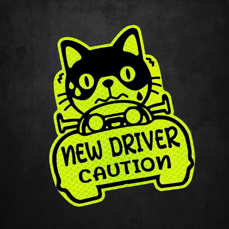 Reflective ‘Novice Driver’ Magnetic Car Stickers – Waterproof & UV-Resistant