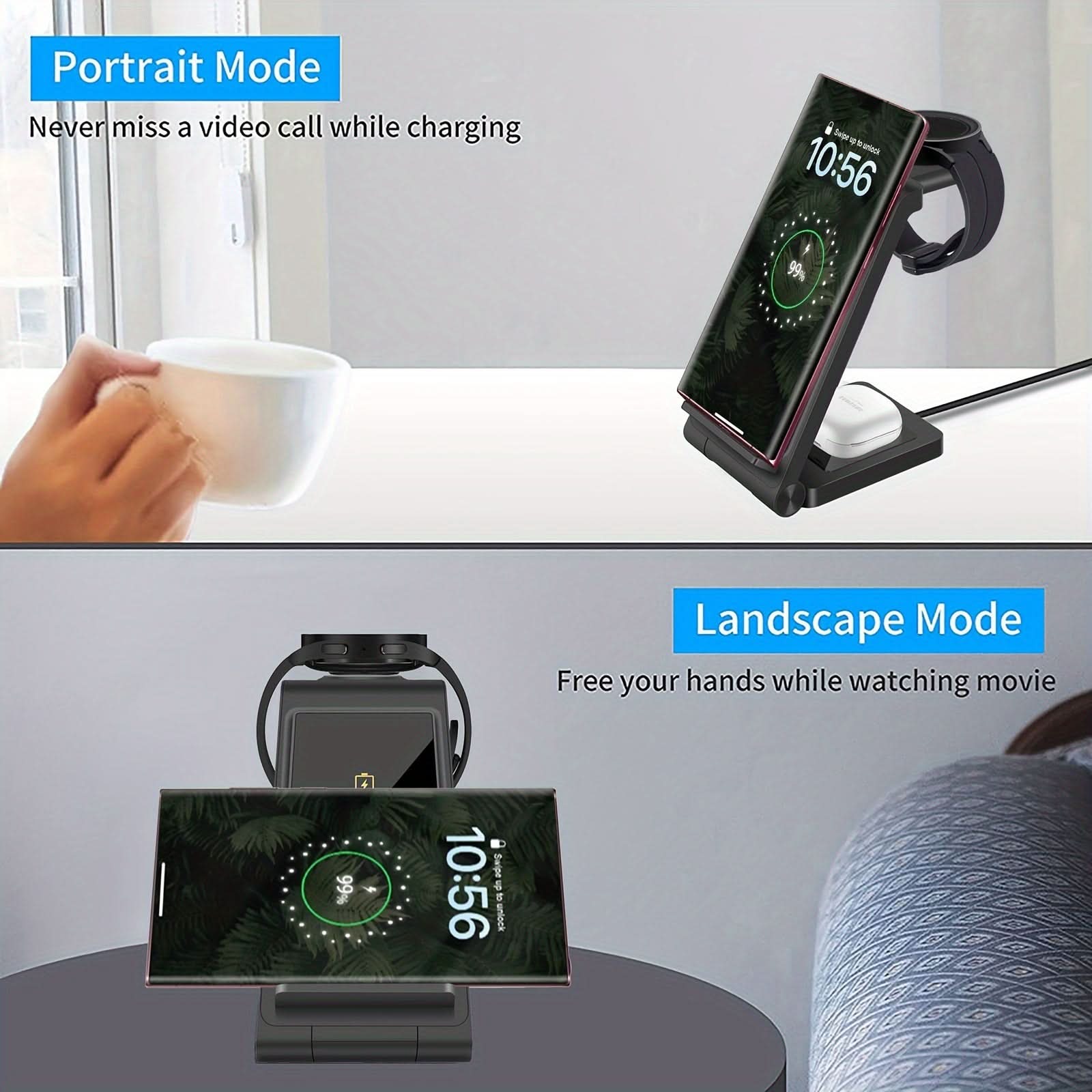 3-in-1 Fast Wireless Charger Stand for Samsung Galaxy