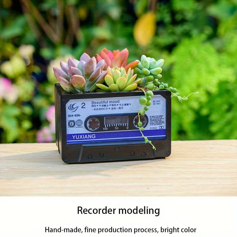 Vintage Cassette Tape Square Resin Planter Box