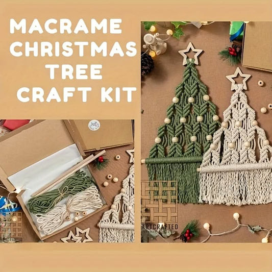 2-Piece Braided Christmas Tree DIY Kit - Handmade Cotton Rope Christmas Crafts