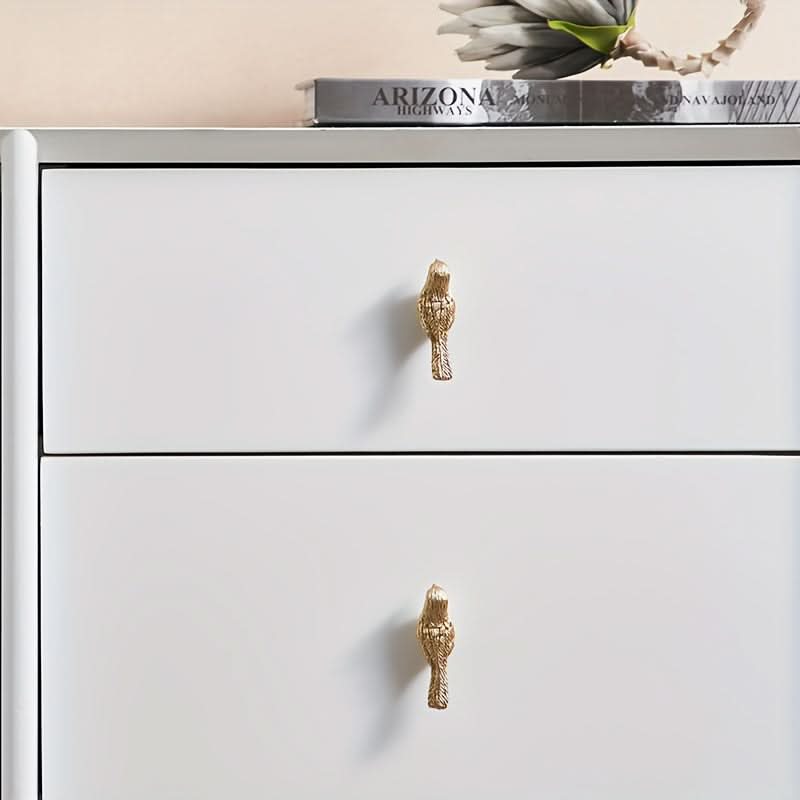 2-Pack Brass Bird-Shaped Cabinet Pulls – Polished Golden Bar Handles