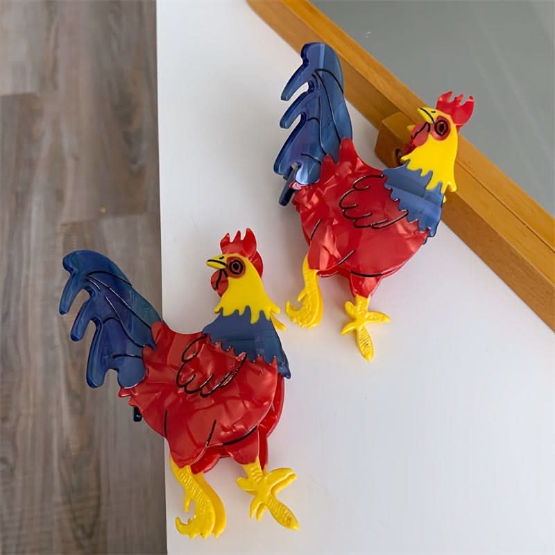 Cartoon Rooster Acetate Hair Claw Clip for Women