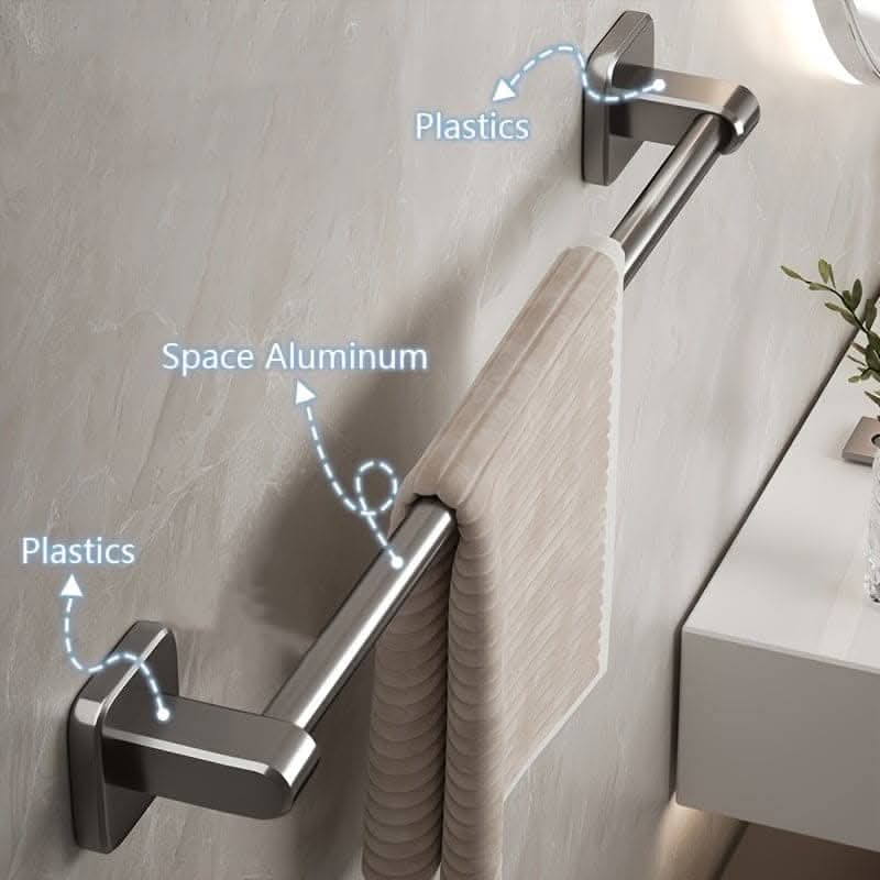 Easy-Install Self-Adhesive Towel Bar - Space Aluminum No-Drill Rack