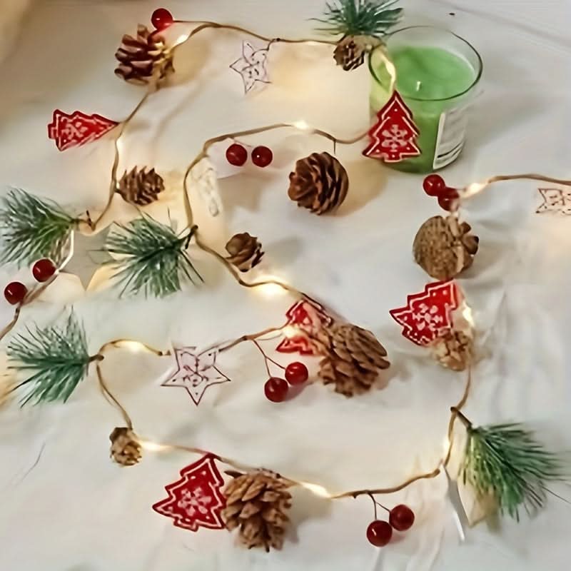Christmas LED Decorative String Lights with Pinecones