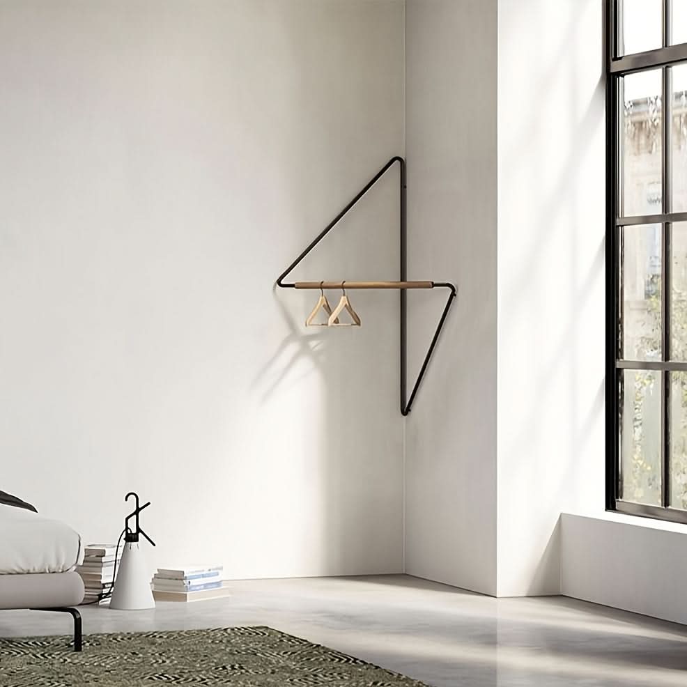 Nordic Style Corner Wall-Mounted Clothes Rack - Modern Minimalist Hat