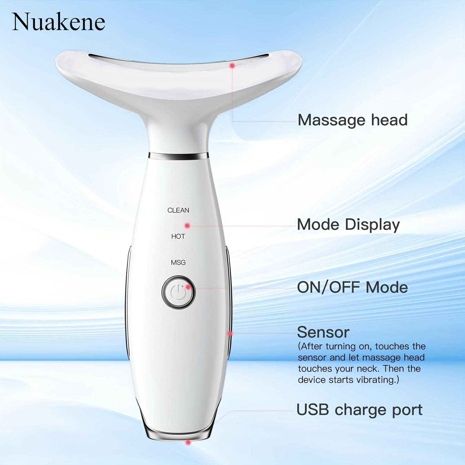 Rechargeable Facial And Neck Massager With Tri-Color LED And Heating Mode
