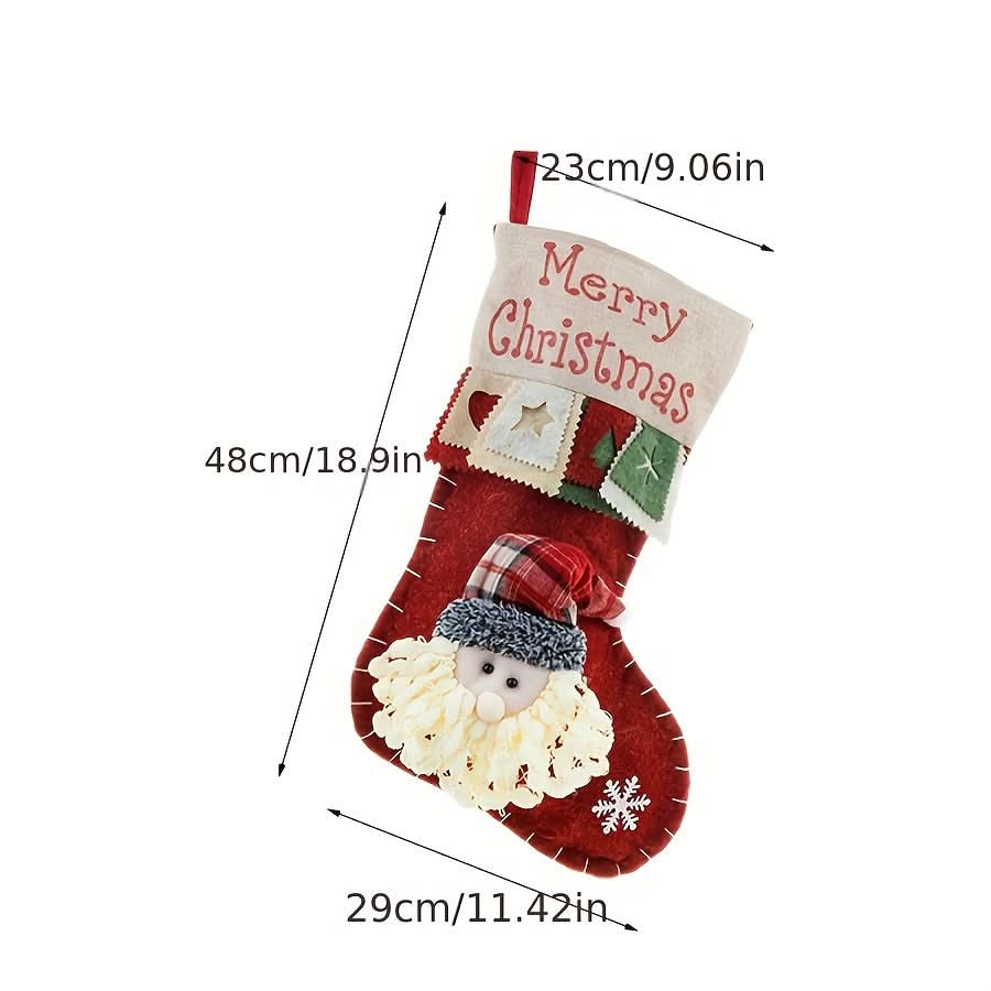 3pcs Large Christmas Stockings – Santa, Snowman & Reindeer Holiday Decor