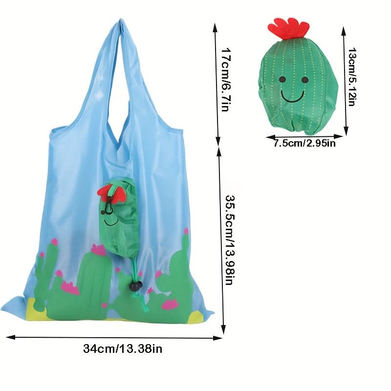 Cartoon Folding Shopping Bag – Portable Reusable Grocery Tote