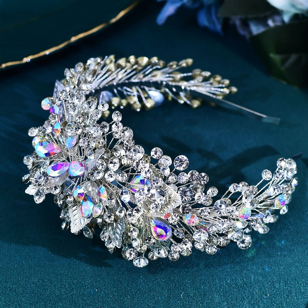 Vintage Rhinestone Wide Brimmed Headband for Women