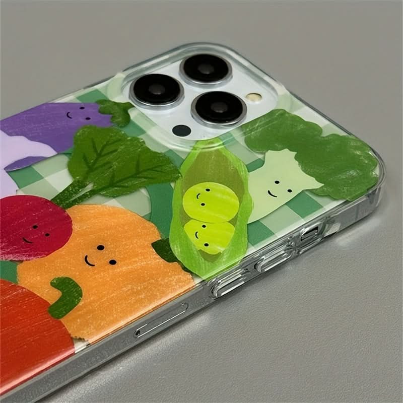 Colorful Transparent Vegetable Phone Case with Matching Stand for Apple iPhone