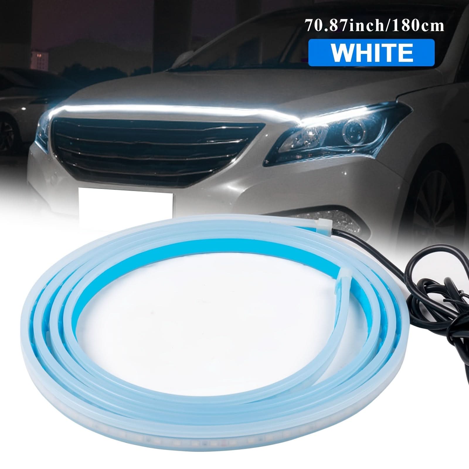 Dynamic LED Car Hood Light Strip – Streamer Scanning White Light, DC12V, Easy Install