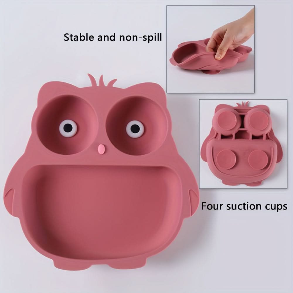 Silicone Owl-Shaped Baby Feeding Plate with Suction Cup
