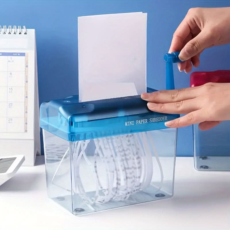 Manual Mini Paper Shredder – Compact Hand Crank Shredder