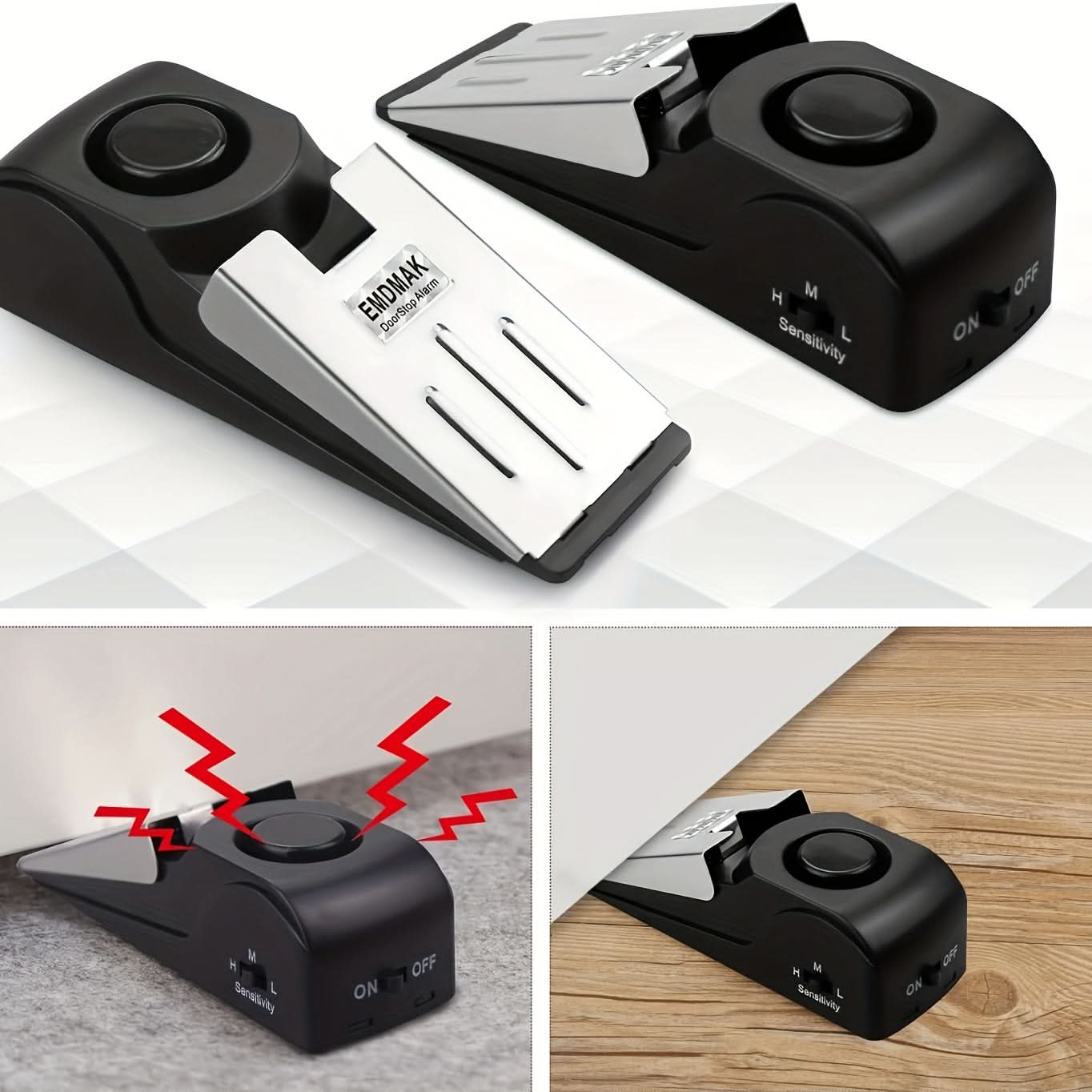 120dB Loud Door Stop Alarm with Rechargeable Battery