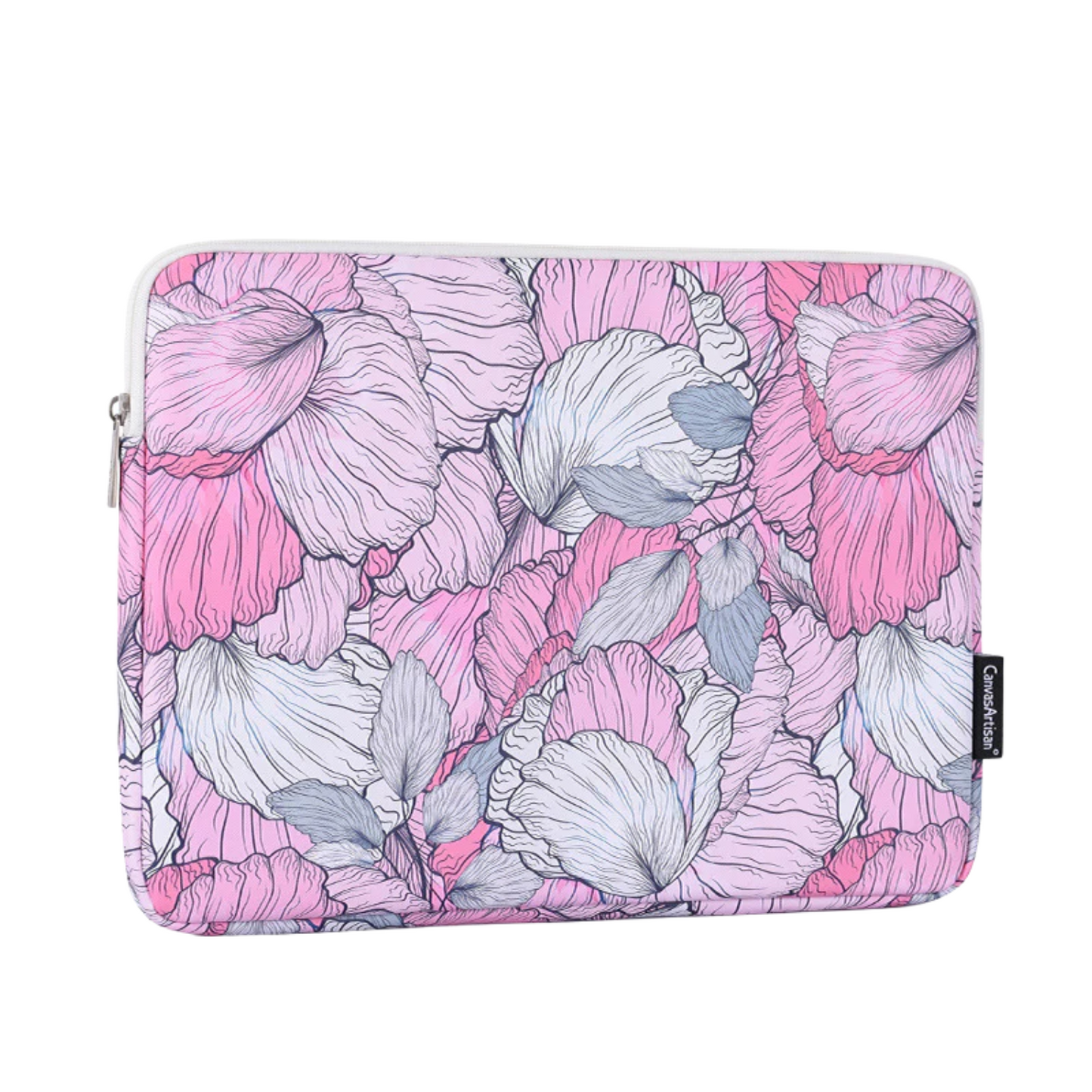 Pink Floral PU Laptop Sleeve – Waterproof, Shock-Resistant Case for 11–15" Laptops