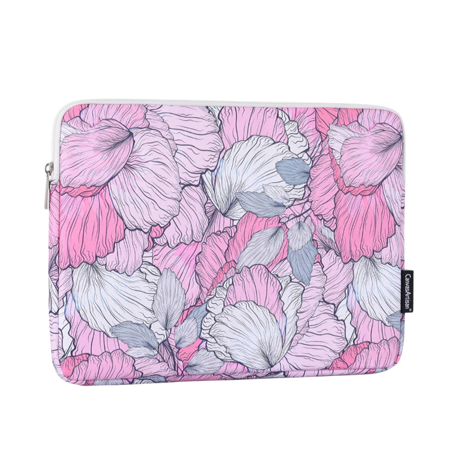 Pink Floral PU Laptop Sleeve – Waterproof, Shock-Resistant Case for 11–15" Laptops