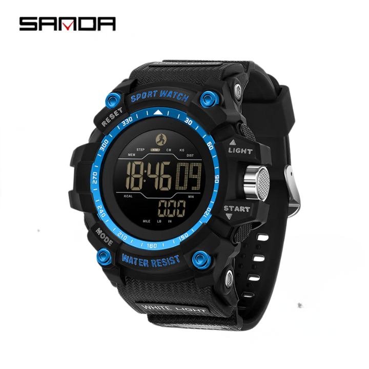 Sanda Men's Sports Digital Watch – Waterproof Pedometer & Calorie Tracker