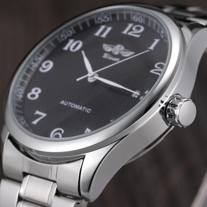 T-Winner Men’s Automatic Mechanical Watch – Retro Stainless Steel Band