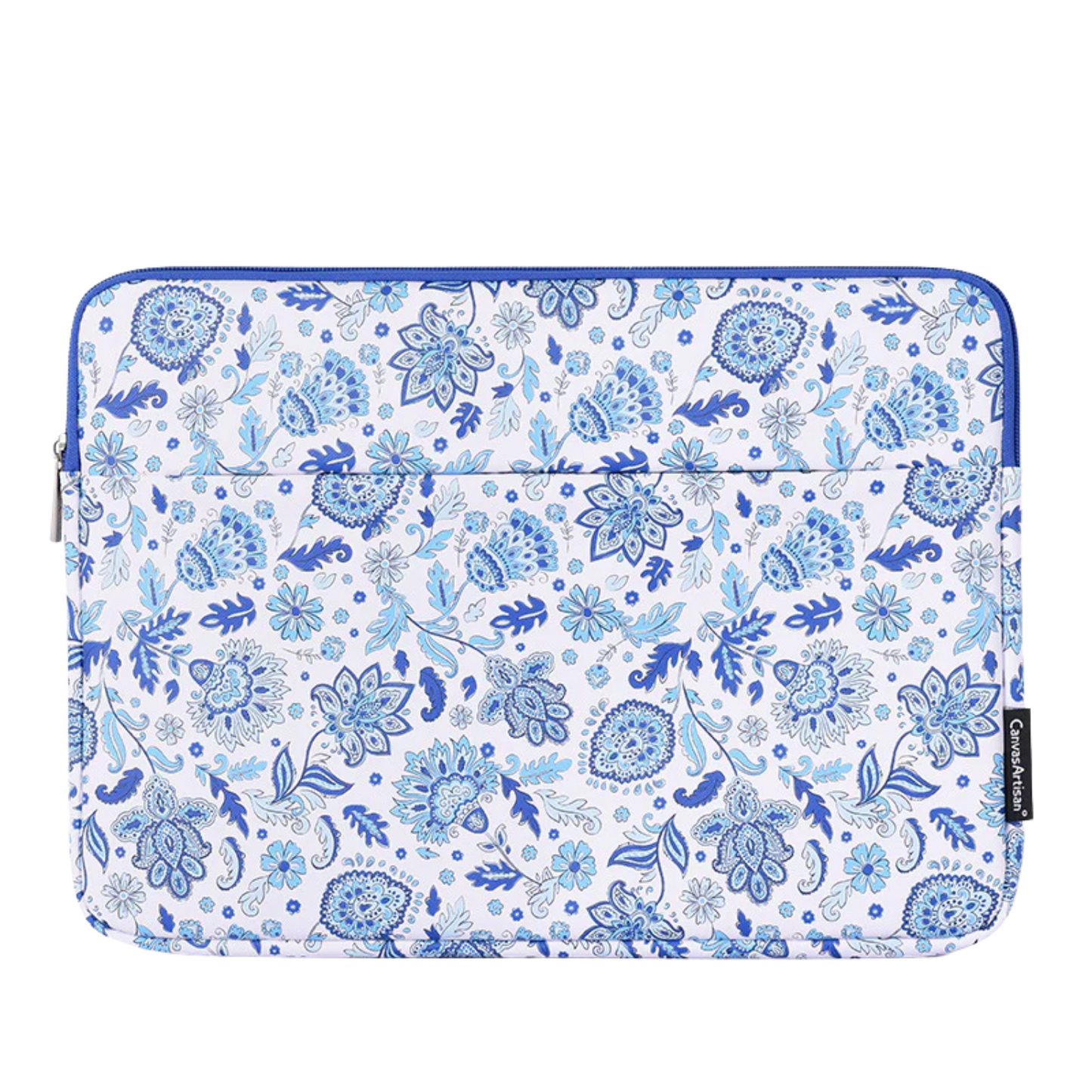 Waterproof Laptop Sleeve – PU Leather, Shockproof Inner Case with Blue Paisley Print