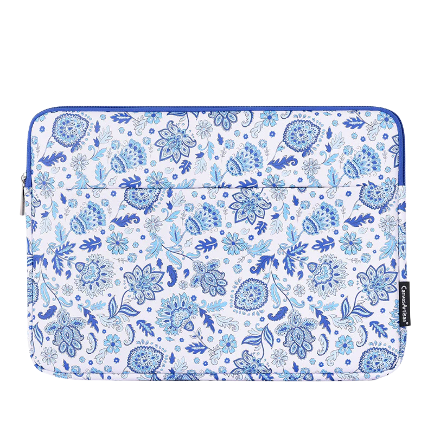 Waterproof Laptop Sleeve – PU Leather, Shockproof Inner Case with Blue Paisley Print